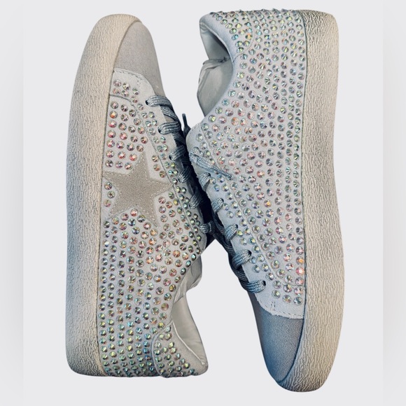MiiM Rhinestone Sneakers Size 8.5 Gray White Lace Up Low Top Sparkle NEW - Picture 5 of 13